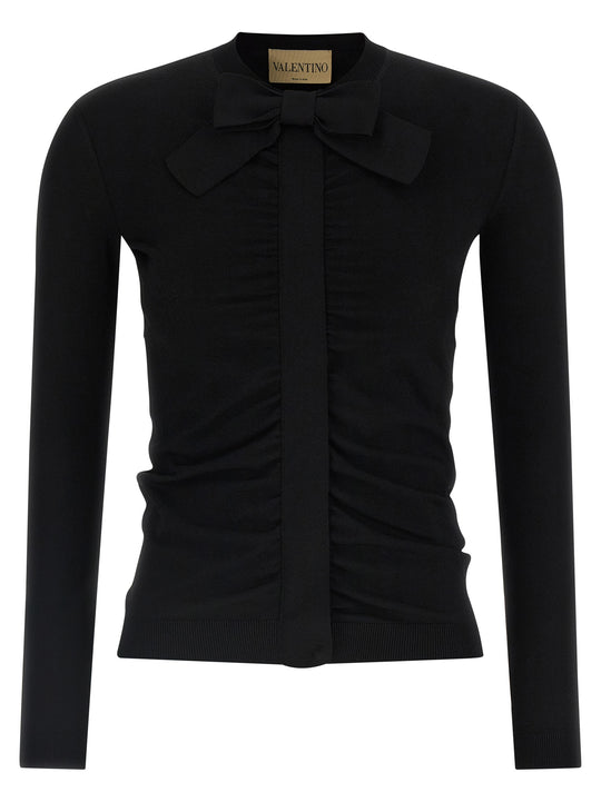 Valentino Garavani Bow Cardigan Sweaters And Cardigans Black