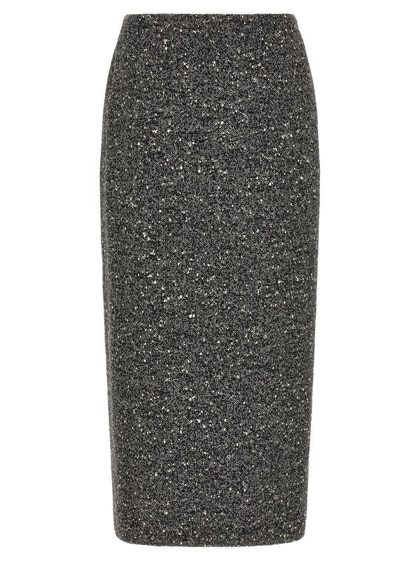 Valentino Garavani Chevron Bouclé Skirt Skirts White/Black