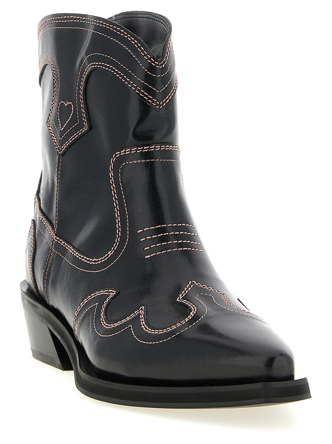 Ganni Low Shaft Embroidered Western Boots and Ankle Boots - Black | 894c07685ae1359b67b71870965d21fde0f29406