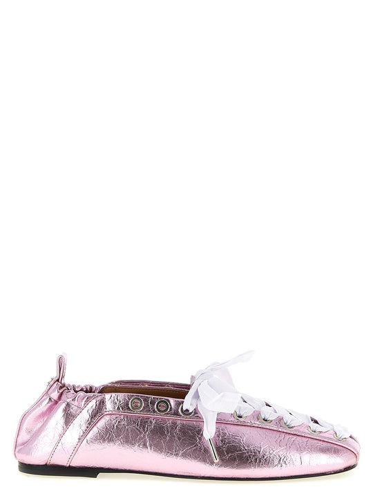 Lace-Up Flat Shoes Pink