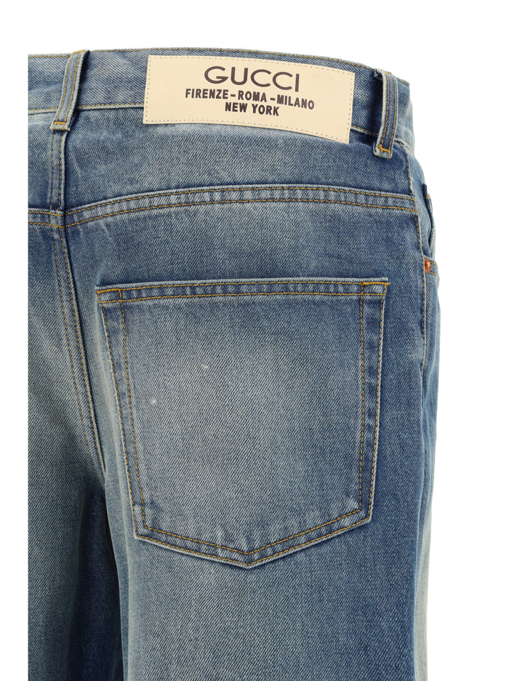 Cotton jeans with logoed label