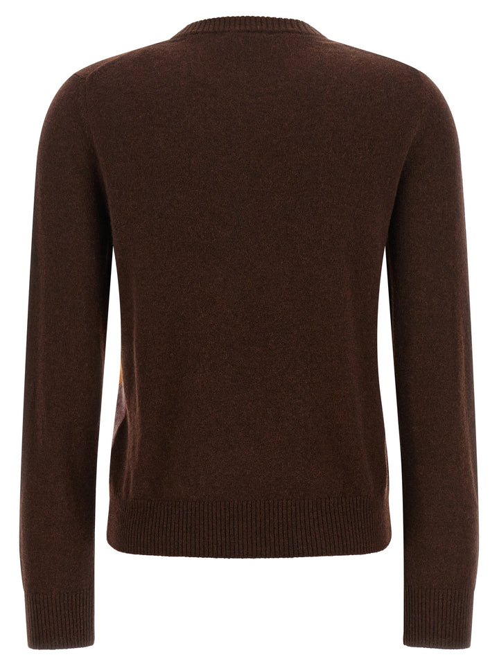 Ballantyne Crewneck Sweater With Diamond Intarsia Sweaters and Cardigans - Brown | 4f49c9105d5ee9eedfc44060600d2595d82ef152