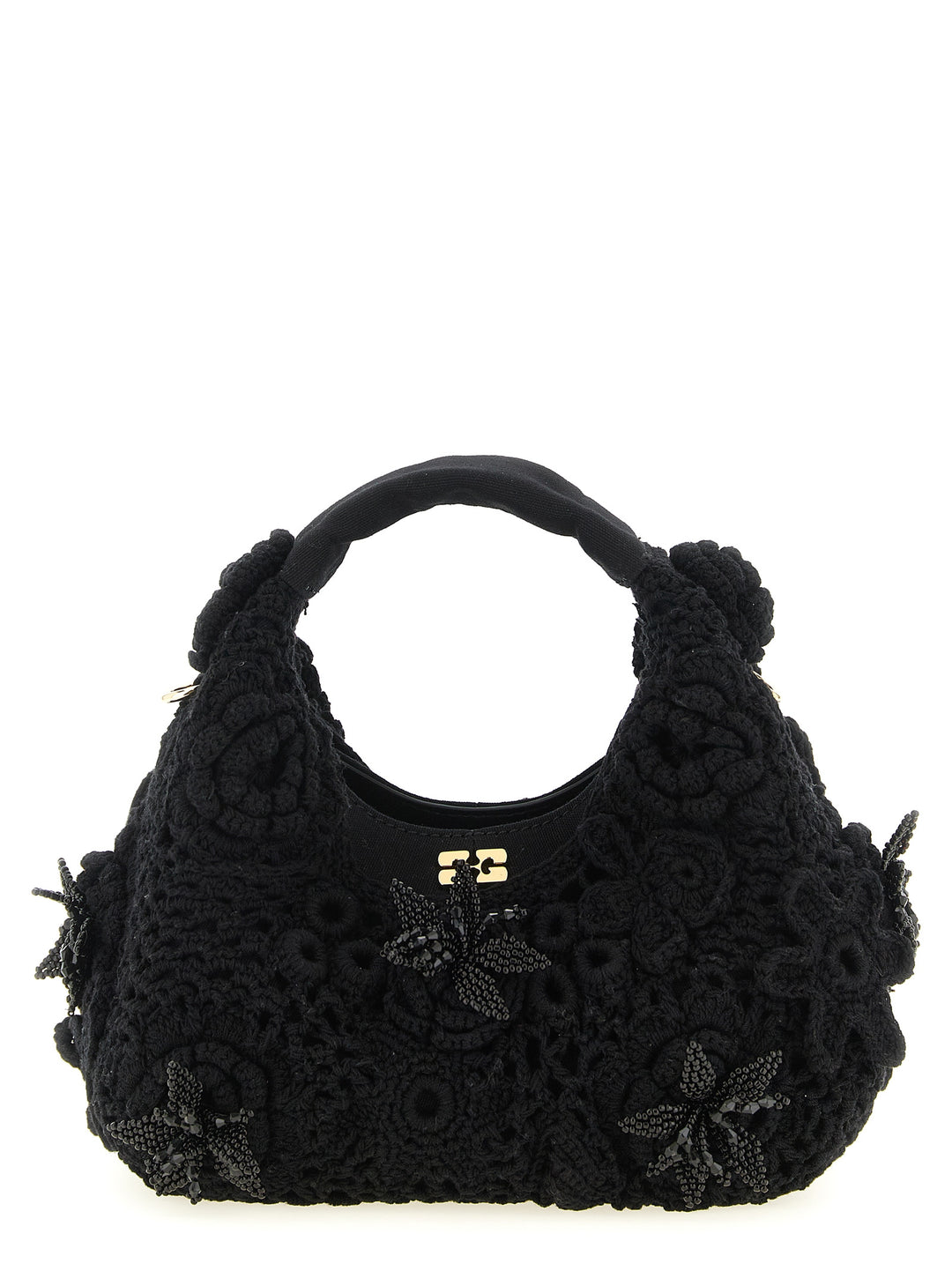 Ganni Mini Hobo Crochet Hand Bags - Black | aa01f3699af9b643c447c391cf6374f0210b31ab