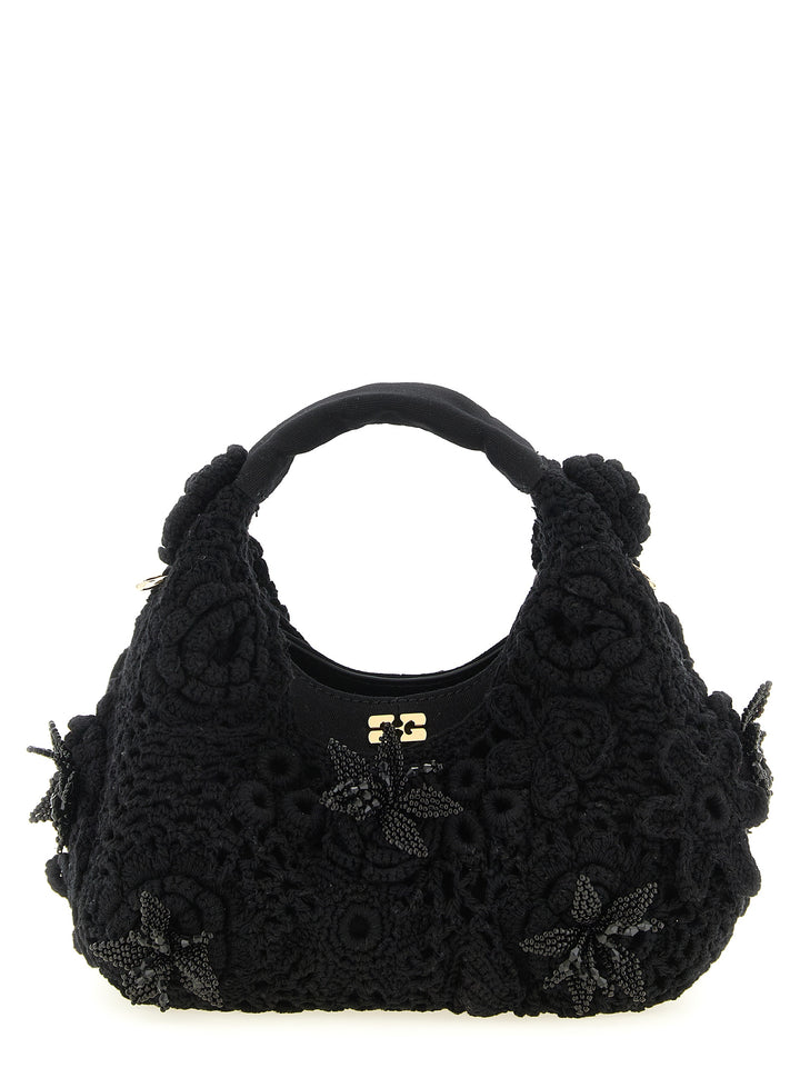 Ganni Mini Hobo Crochet Hand Bags - Black | aa01f3699af9b643c447c391cf6374f0210b31ab
