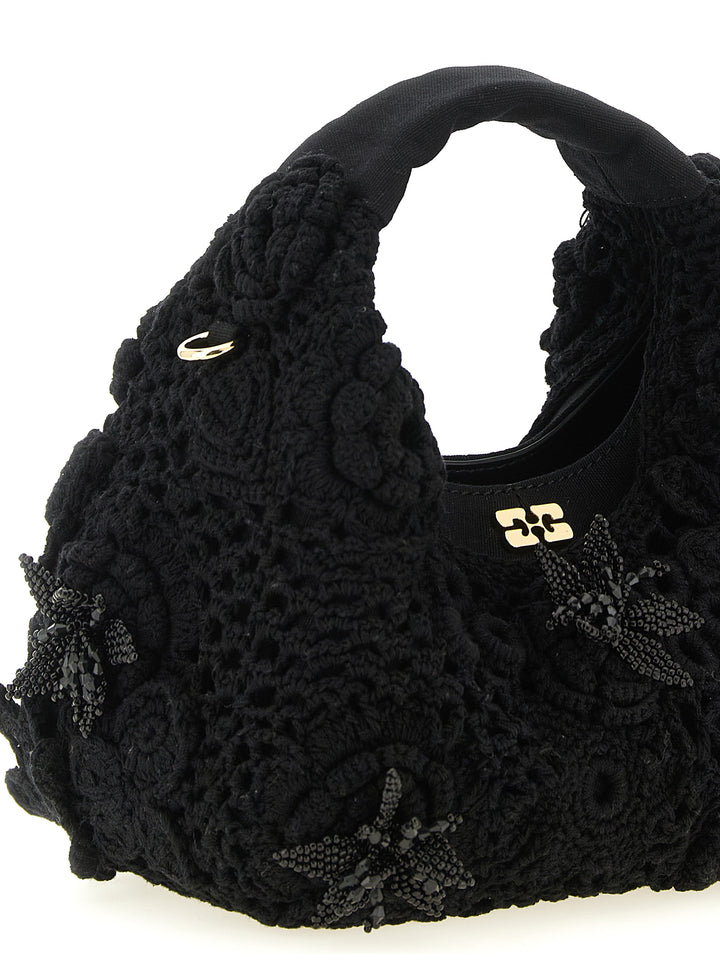 Ganni Mini Hobo Crochet Hand Bags - Black | eed986b0c5144caf0b5e2eaf18c270290dc96d12