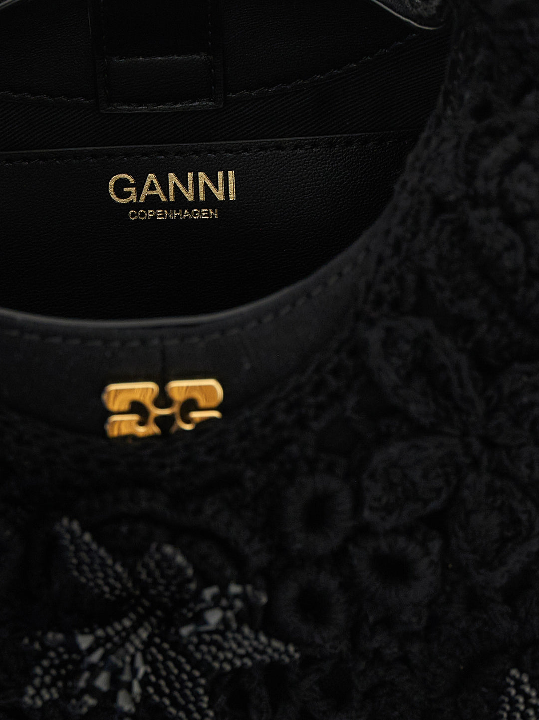 Ganni Mini Hobo Crochet Hand Bags - Black | 93cada5518283246914985cc2f7adbd3b21beb70