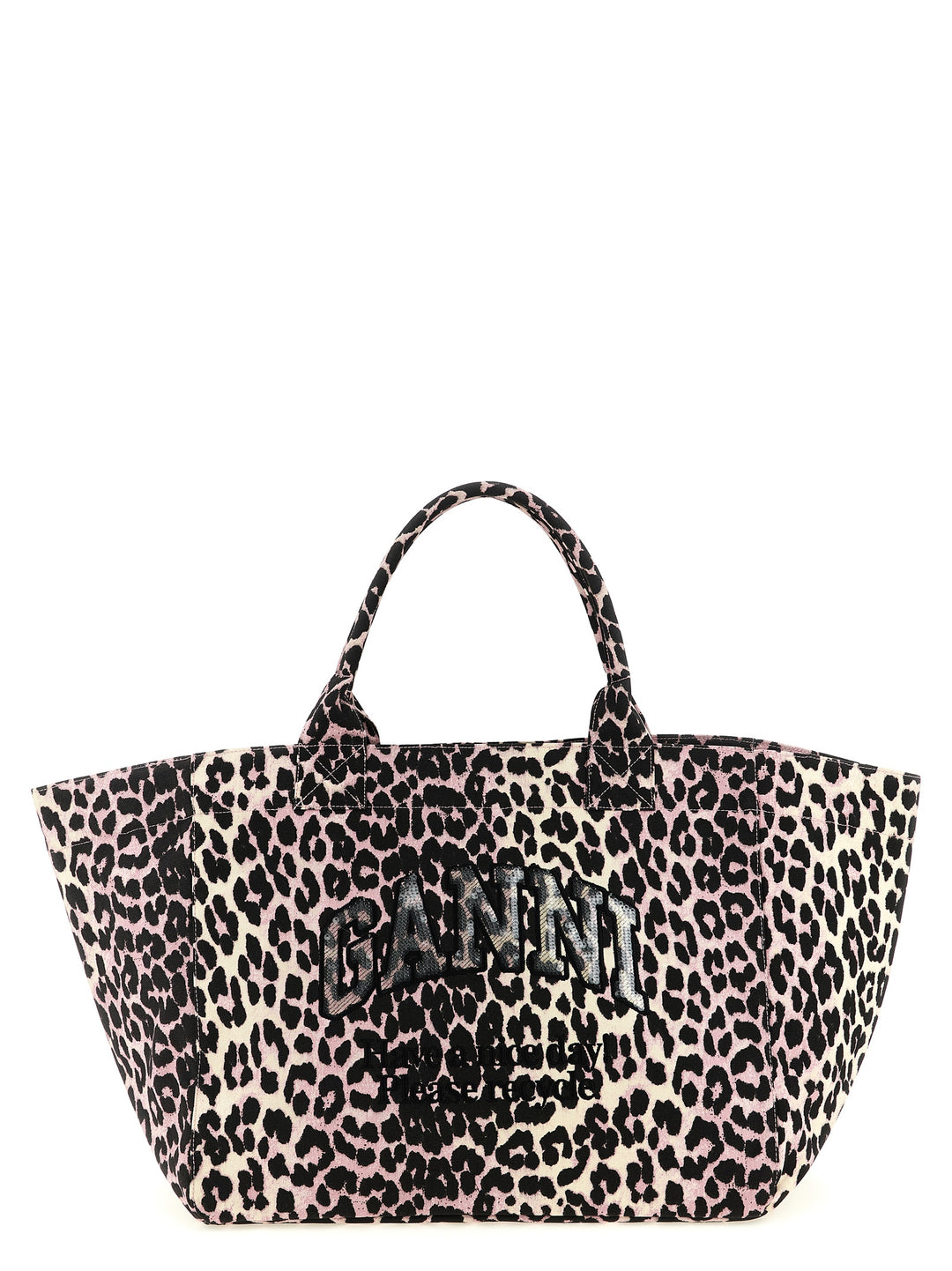 Ganni Leopard Sequin Xxl Tote Tote Bag - Pink | dafcb281ae51c0b2ebe81b723c504d7cfb5d22ff