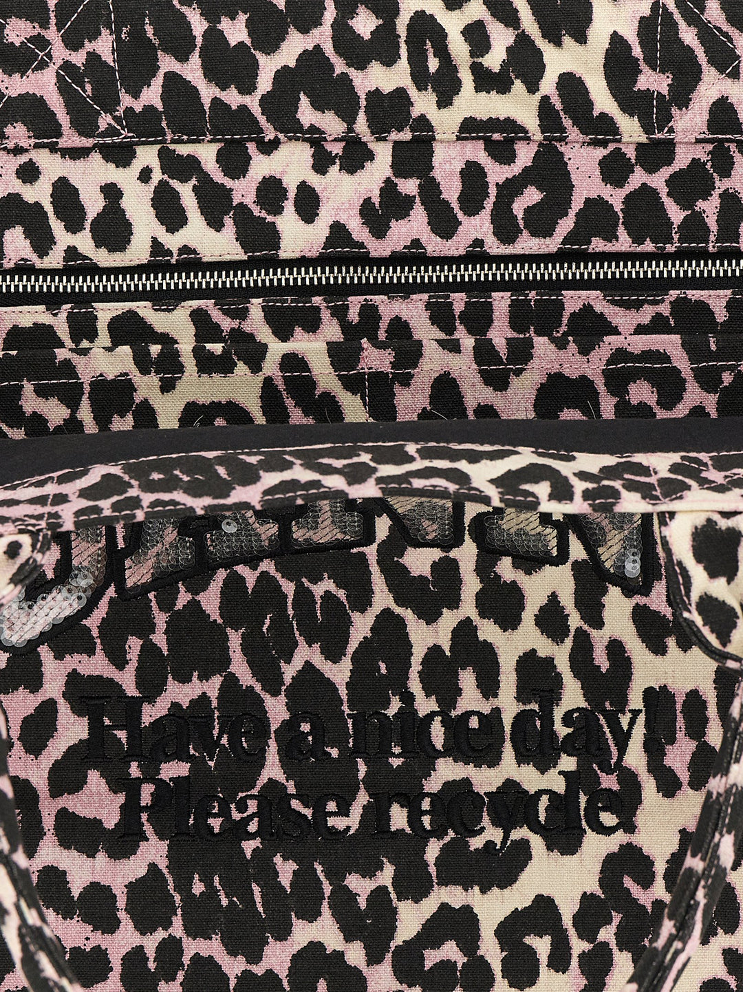 Ganni Leopard Sequin Xxl Tote Tote Bag - Pink | 4929a1b7c742bdc173ba856c07784e65a41830e4