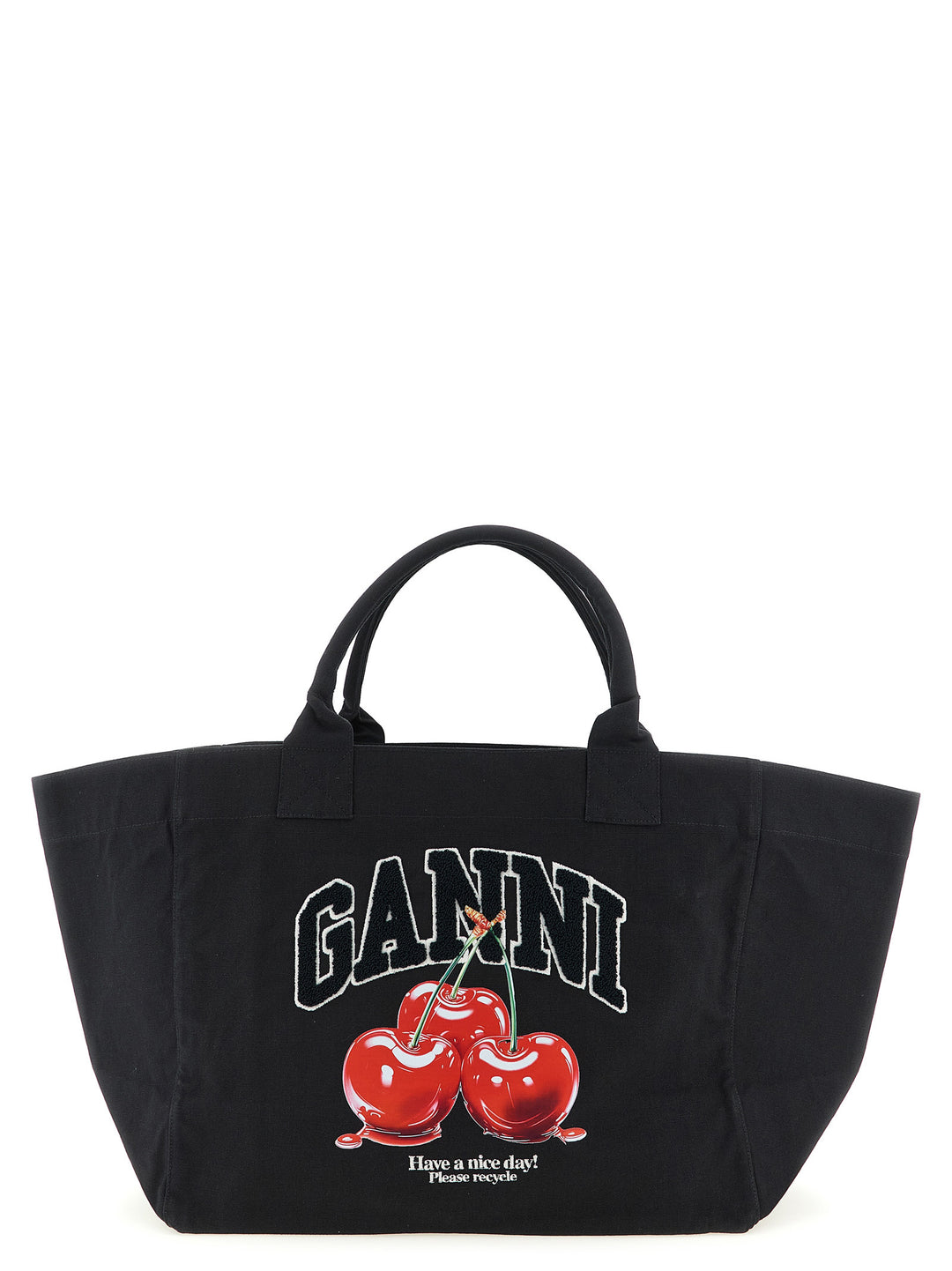Ganni Black Xxl Cherry Tote Tote Bag - Black | c63b291bd95d3b3c411fe8661831a34f39f321c3