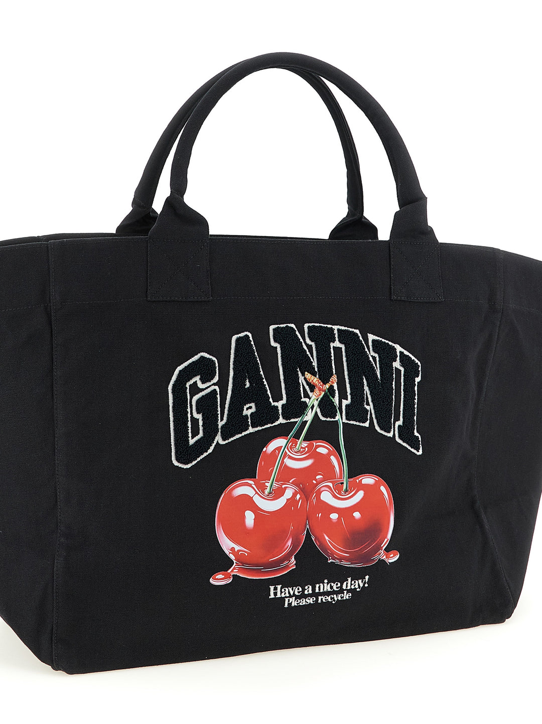 Ganni Black Xxl Cherry Tote Tote Bag - Black | 6f2e6a22599095b2856f3504ecdb2400ad8c74aa
