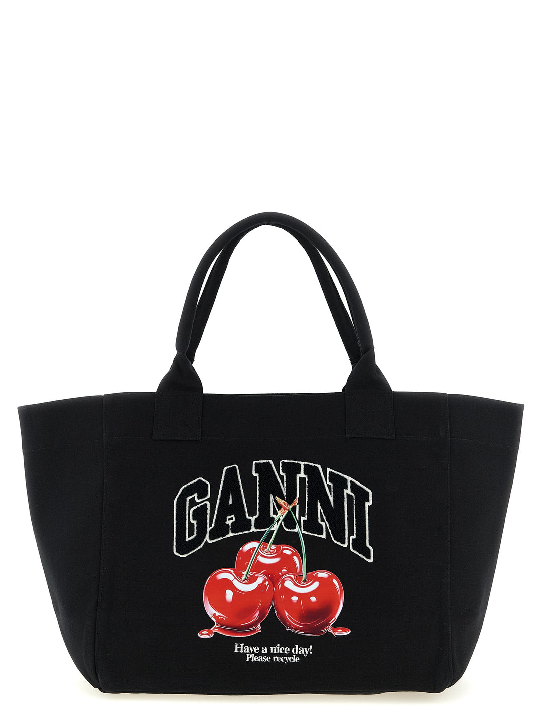 Ganni Black Medium Cherry Tote Tote Bag - Black | 07518dca5909dd25ba9f18da25b16a101c82d771
