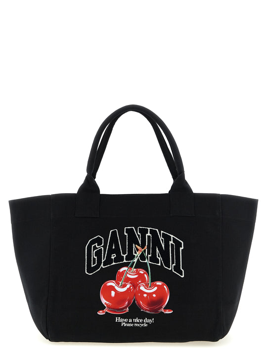 Black Medium Cherry Tote Tote Bag Black