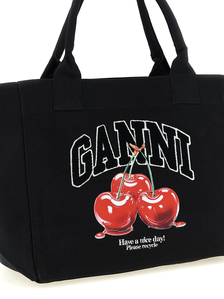 Ganni Black Medium Cherry Tote Tote Bag - Black | 73d826f2f621875ec34af7795cce55f3833308ed