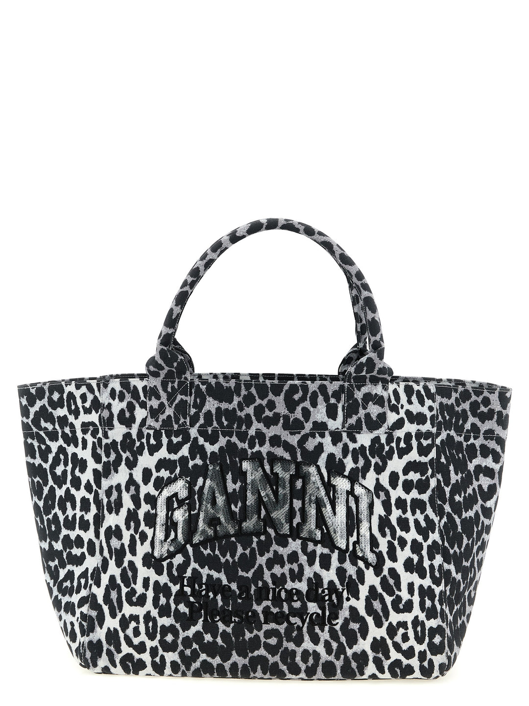 Ganni Leopard Medium Tote Tote Bag - Gray | dfdce22cdc00b4c1c1f0aca49ee5616691613305