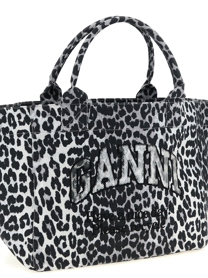 Ganni Leopard Medium Tote Tote Bag - Gray | aac03a62f728404f0cdef046a5d9056b990dc9c5