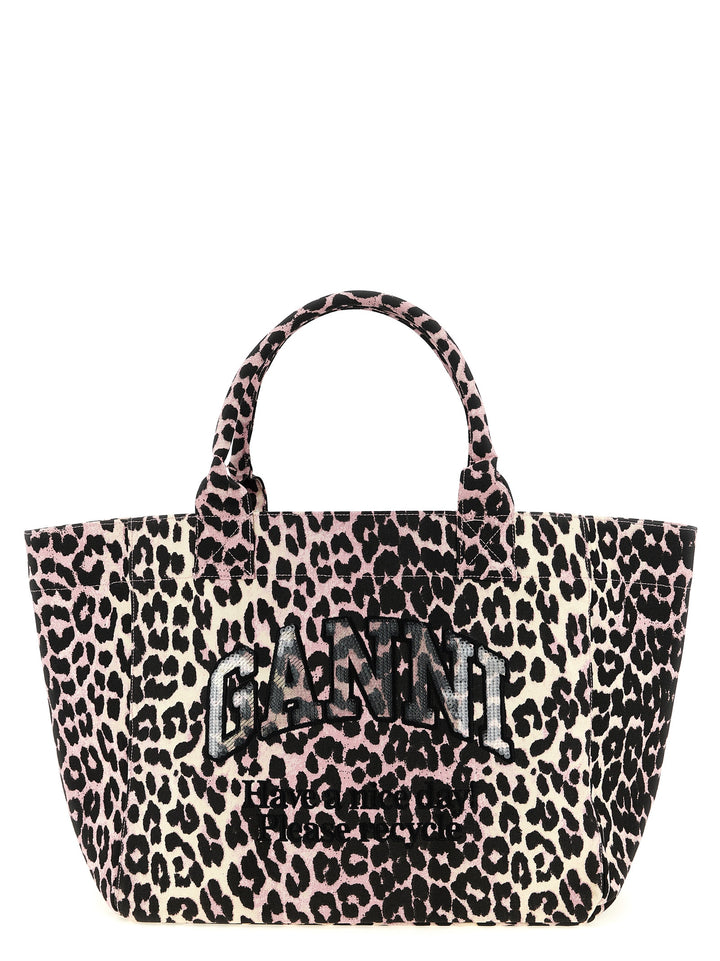 Ganni Leopard Medium Tote Tote Bag - Pink | a30a89dc0b11bbeab55ce46dfd2d779fc2ef2390