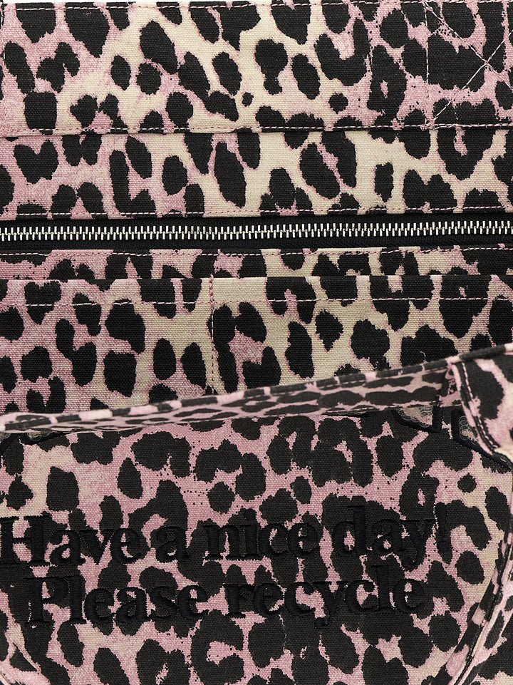 Ganni Leopard Medium Tote Tote Bag - Pink | 29a09dd4ccb6a2651e6eb16de917a31960c266e4