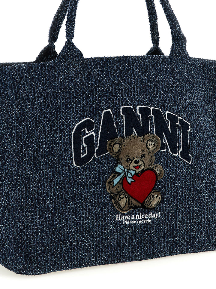 Ganni Xxl Bear Tote Bag - Blue | 03ed8961d7e7b655d68dfa9c715ffa23d9b1c880