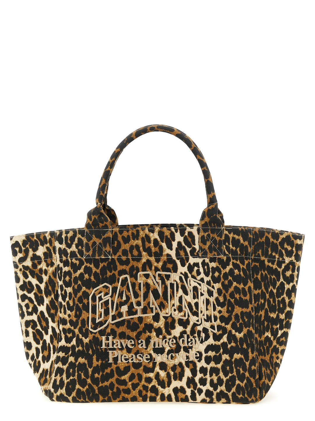 Ganni Leopard Medium Tote Tote Bag - Brown | 4218c6be95c39a1b6c2e150a343ca9ba5ddc76cb