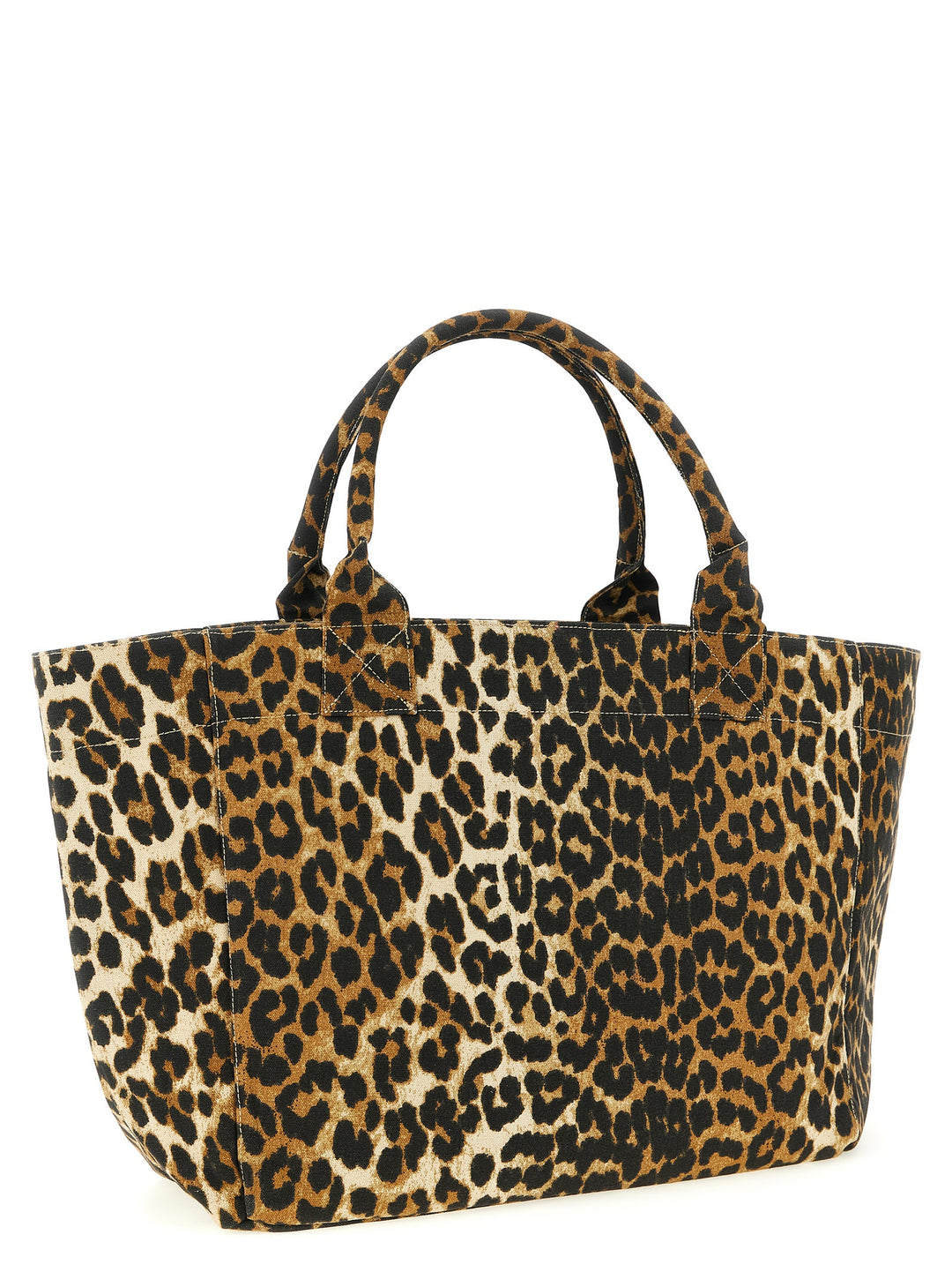 Ganni Leopard Medium Tote Tote Bag - Brown | 2050b6c8f1eb5168e4437b6d32edb21d25d0ac23