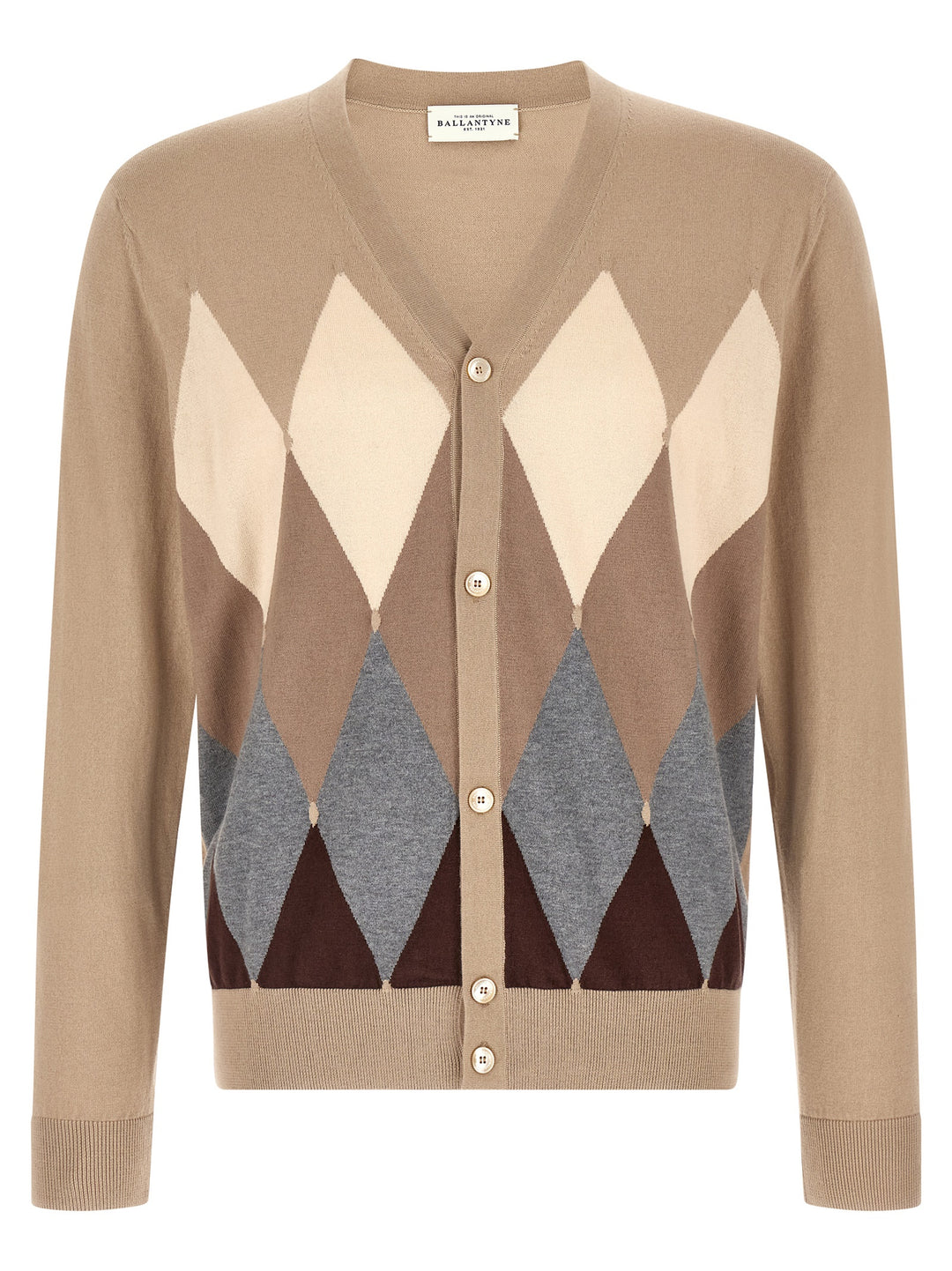 Ballantyne Cardigan Argyle Sweaters and Cardigans - Beige | 8b5246ab682a63894fef46df3120a8bafe3f8d8d