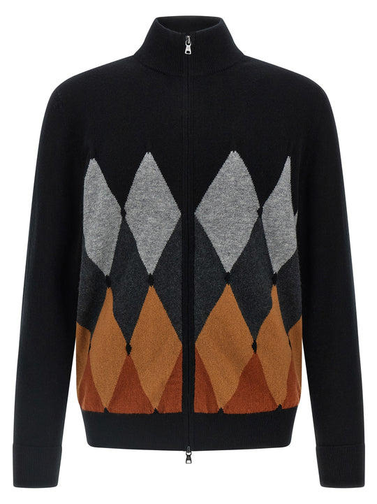 Cardigan Argyle Sweaters And Cardigans Black