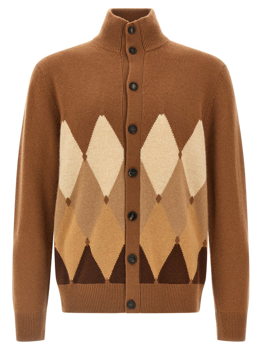 Cardigan Argyle Sweaters And Cardigans Brown