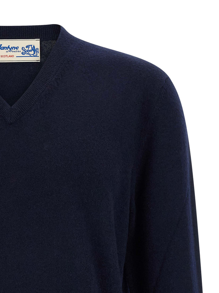 Ballantyne V-Neck Sweater Sweaters and Cardigans - Blue | 201d91350d8975b747d9b76b87478294dc9b0b83