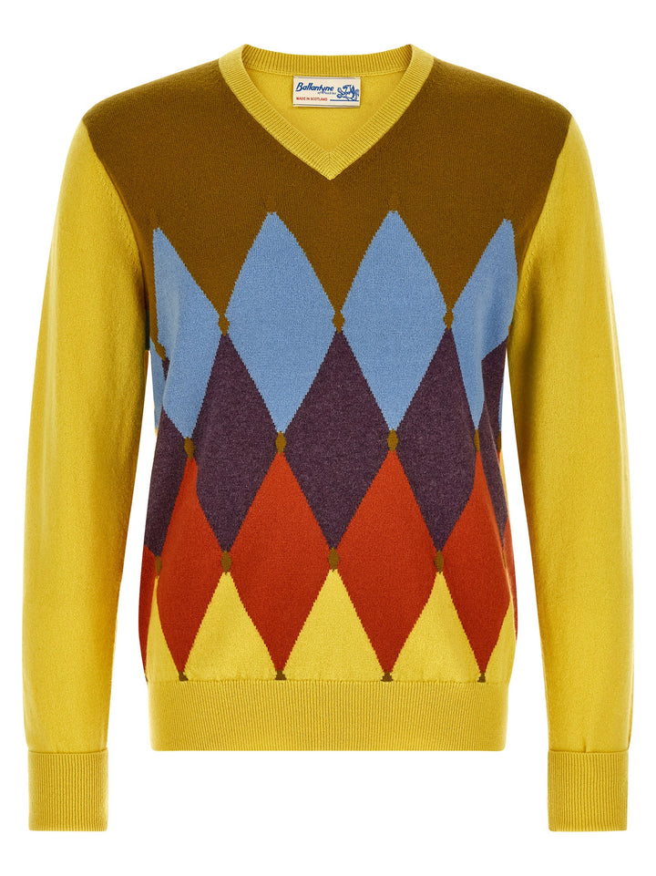 Ballantyne Classic Diamond Sweaters and Cardigans - Yellow | 44d1e12750bd6956924fcedf593ee059754d38d1