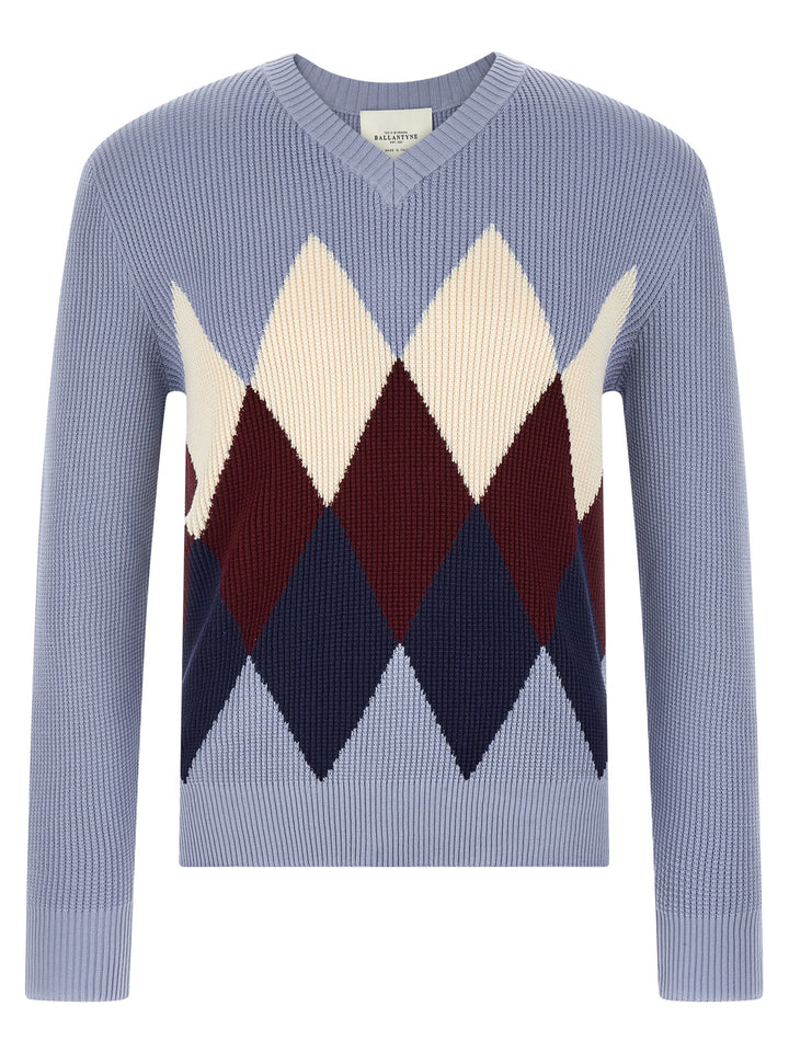 Ballantyne Argyle Pattern Sweater Sweaters and Cardigans - Light Blue | 3d11f2f0aed154af8d1df04950835ce449e7ee71