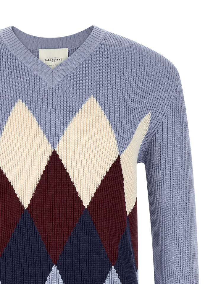Ballantyne Argyle Pattern Sweater Sweaters and Cardigans - Light Blue | 7845f88f8712e92a6cd65db3d2be0647f0bd8a4e