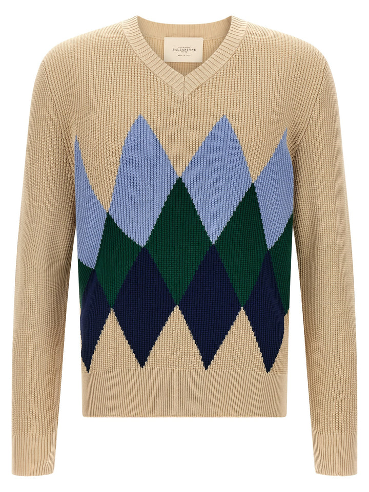 Ballantyne Argyle Pattern Sweater Sweaters and Cardigans - Beige | fe931d46e8b23a675f81298238a0525df3614f91