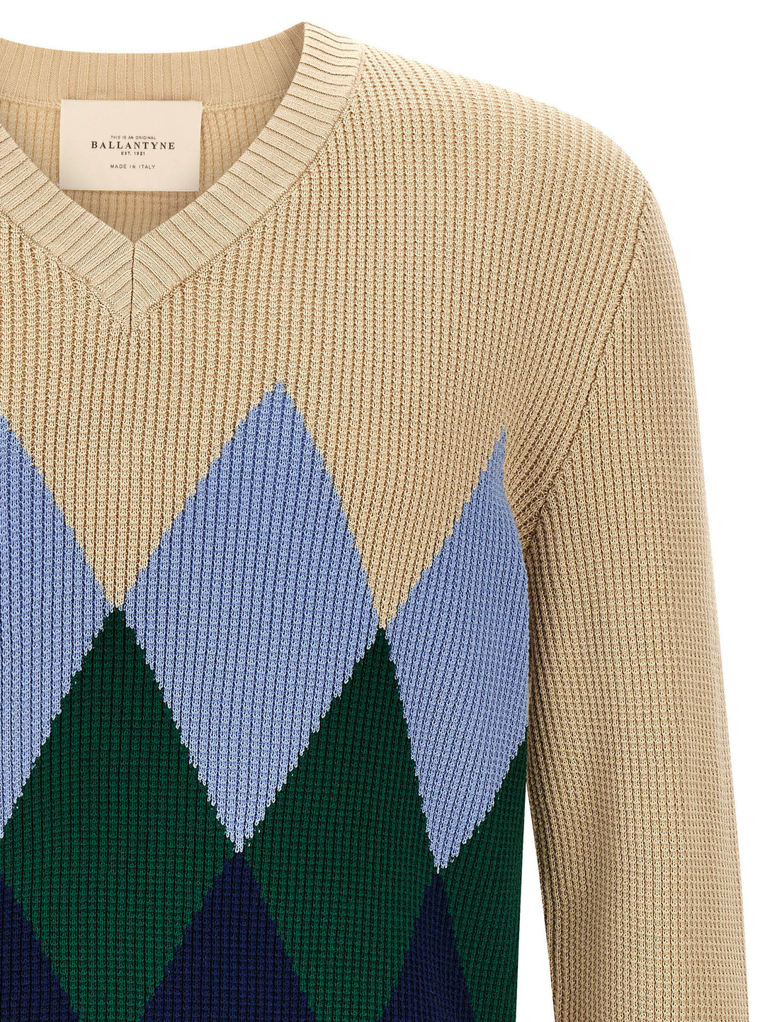 Ballantyne Argyle Pattern Sweater Sweaters and Cardigans - Beige | f35dfaed18bc779eb6bd4a5425616989a6c6e309