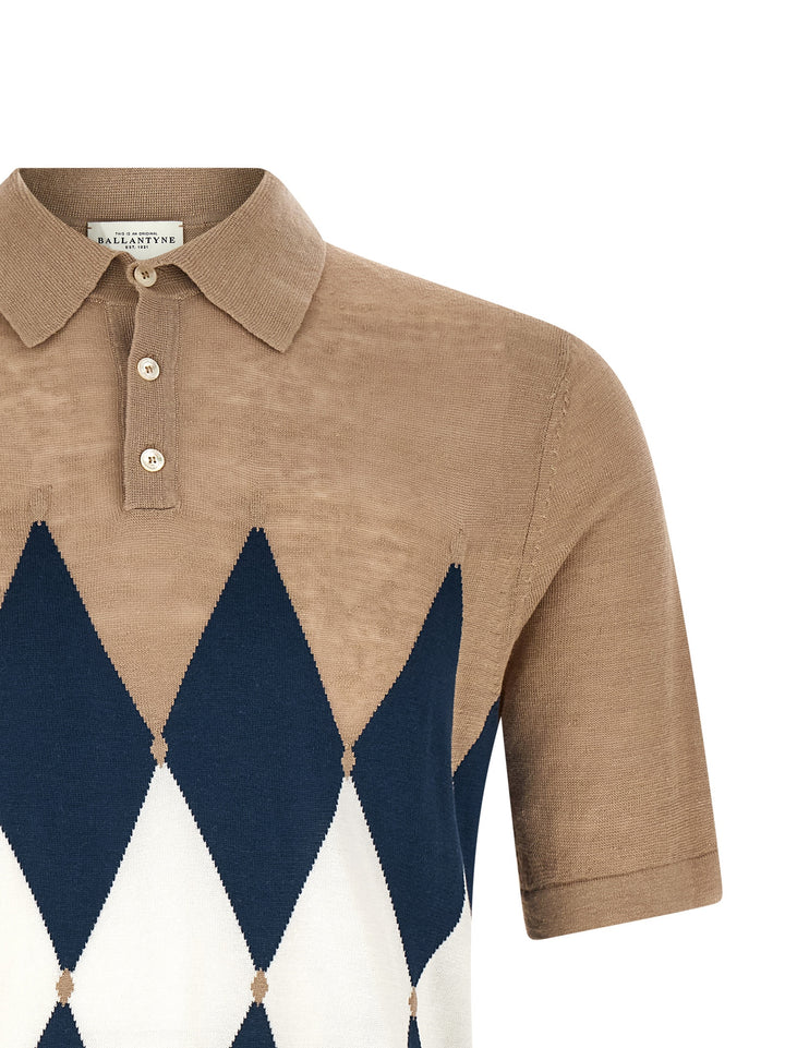 Ballantyne Argyle Polo - Beige | 7ba6ce856db4816e80c9b0c27d0e9a397b0b249b