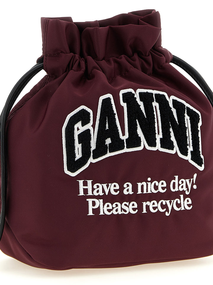 Ganni Ganni Logo Clutch - Bordeaux | 054bdb378257579d3cca85909c8bc1f819225ff2