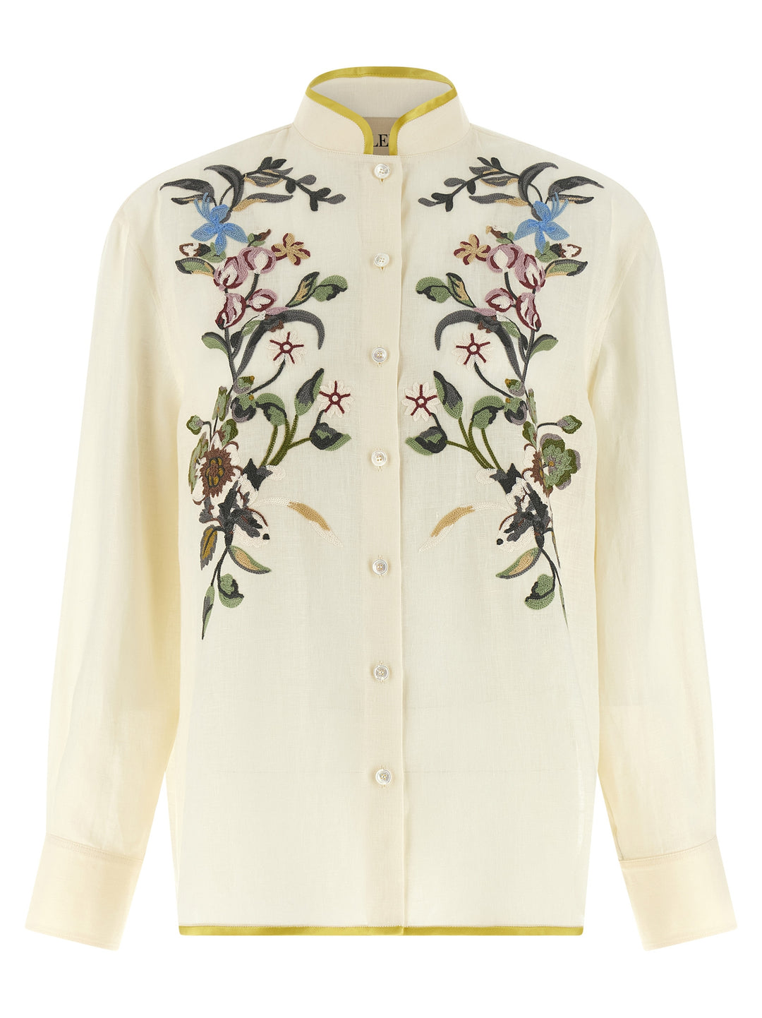 Valentino Garavani Valentino Garavani Floral Embroidery Shirt Shirt and Blouse - Beige | 7216657adc45eaed7999064de8dadc1a34c804aa