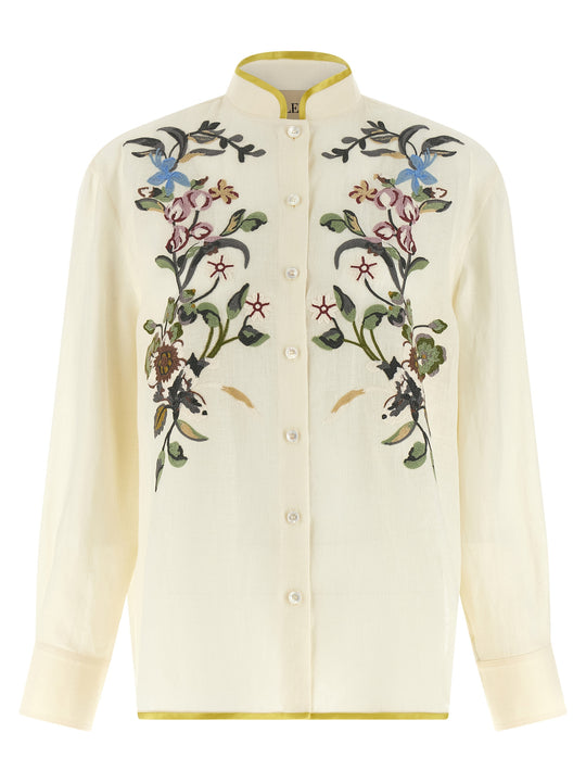 Valentino Garavani Floral Embroidery Shirt Shirt And Blouse Beige