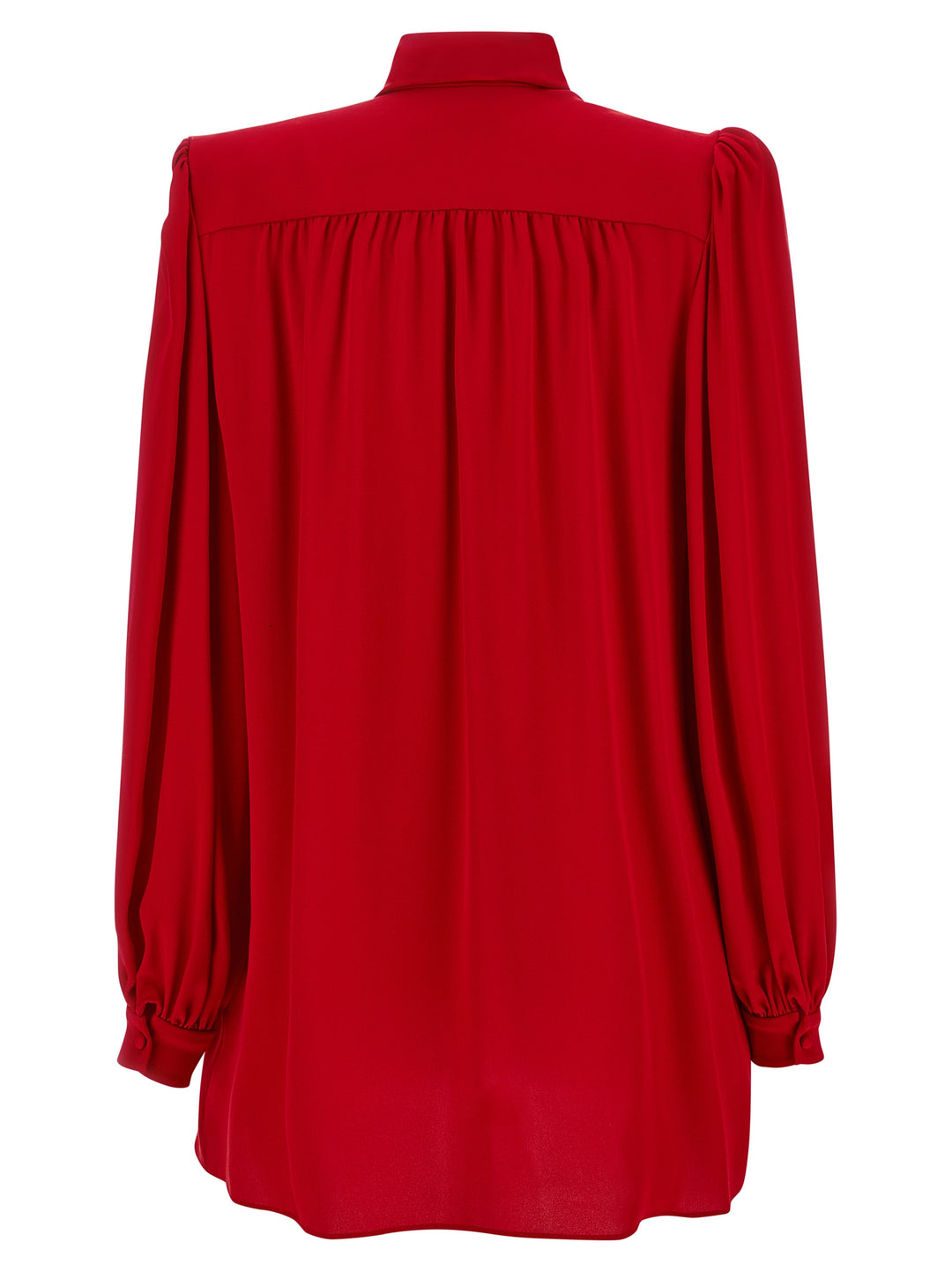 Valentino Garavani Valentino Garavani Silk Shirt With Bow Shirt and Blouse - Red | 704ee2ab5442521b80655521b1d740d73ce616ad