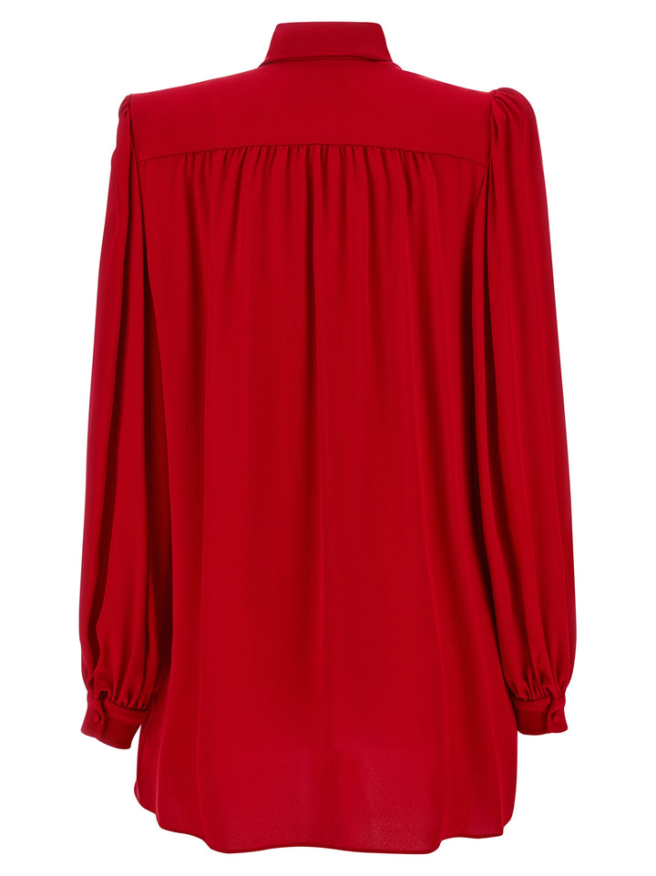 Valentino Garavani Valentino Garavani Silk Shirt With Bow Shirt and Blouse - Red | 704ee2ab5442521b80655521b1d740d73ce616ad