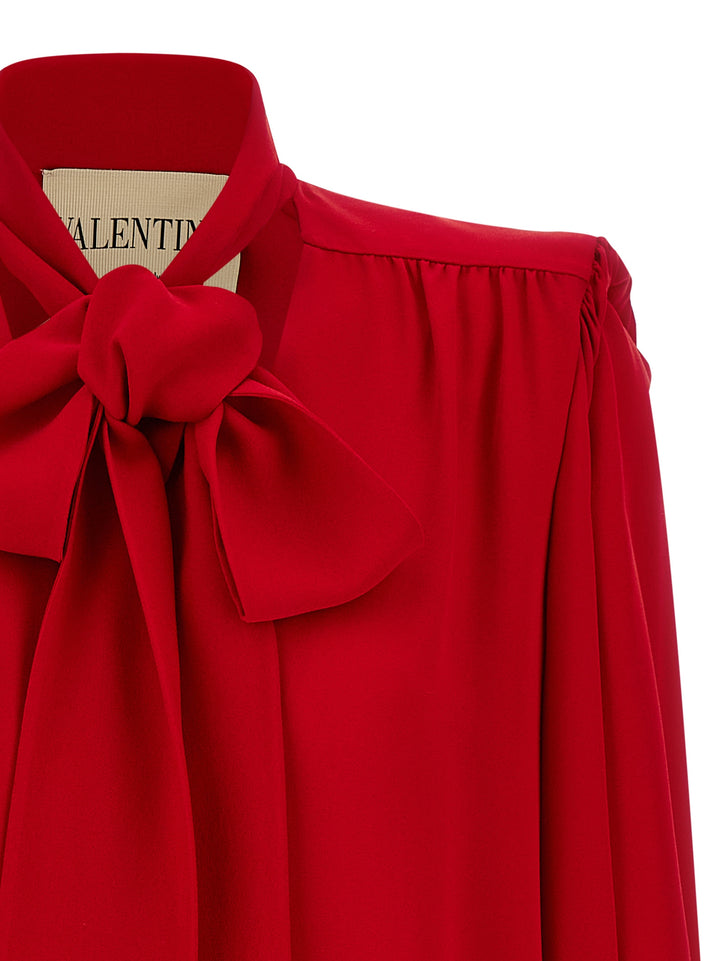 Valentino Garavani Valentino Garavani Silk Shirt With Bow Shirt and Blouse - Red | c5737bfc3ac8170923cf99c83880af4c66b63f72