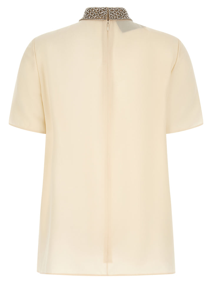 Valentino Garavani Valentino Garavani Jewel Collar Top Tops - White | 5ca1d880a78215aa9619e1dc4fbb3b63173d374c
