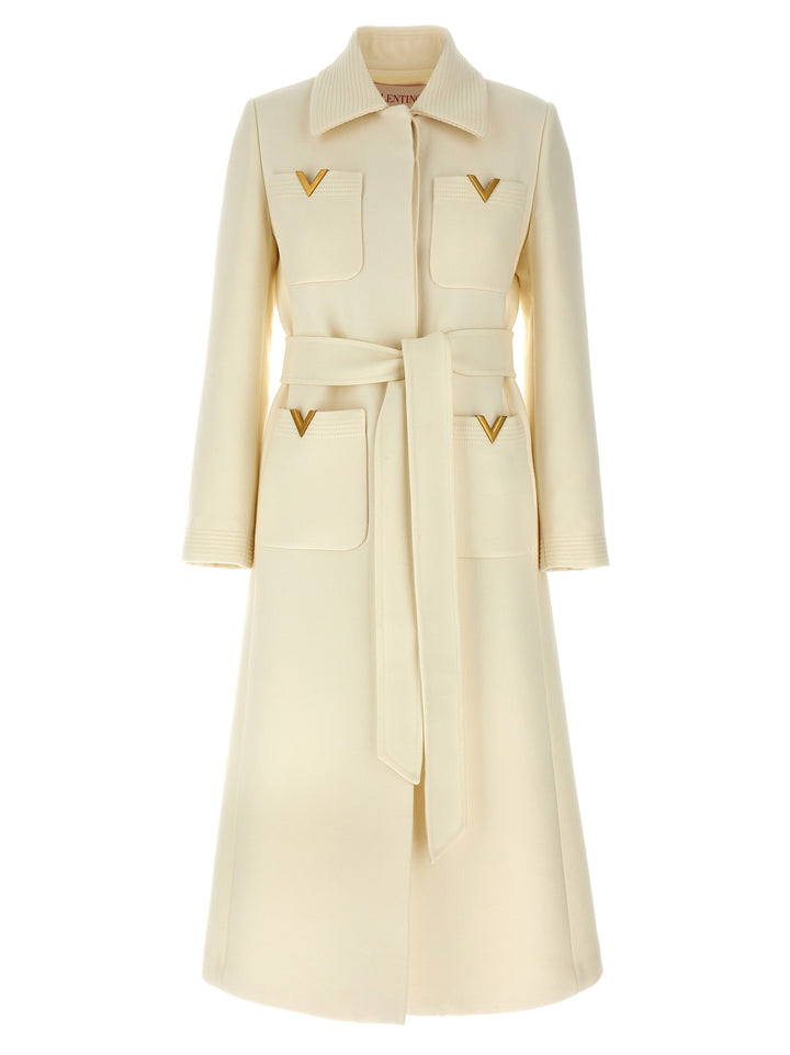 Valentino Garavani Wool Coat Coats, Trench Coats White