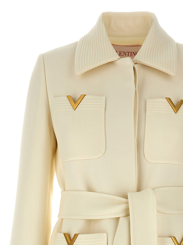 Valentino Garavani Wool Coat Coats, Trench Coats White