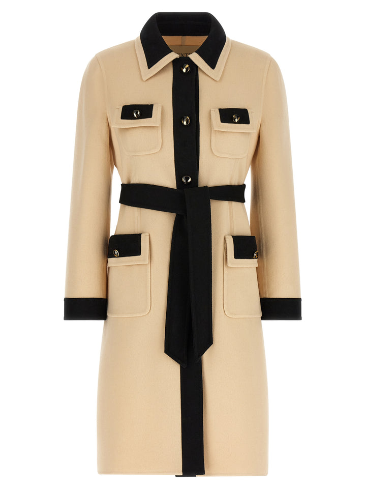 Valentino Garavani Valentino Garavani Wool Coat Coats and Trench Coats - White/Black | c28835335ee3fed1f0bb2c0819fc1796962cafb5