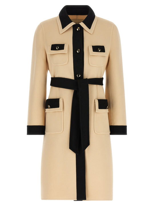 Valentino Garavani Wool Coat Coats And Trench Coats White/Black