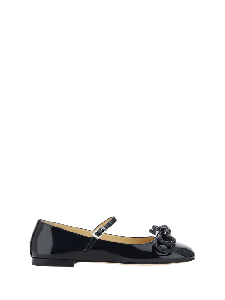 DOUBLE BOW BLACK PATENT LEATHER BALLERIN