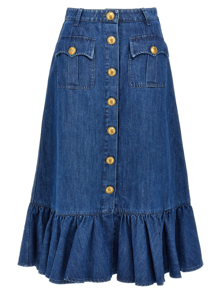 Valentino Garavani Valentino Garavani Denim Skirt Skirts - Blue | ff99b7c0da3ac83639d618a7e386baffb7044a92