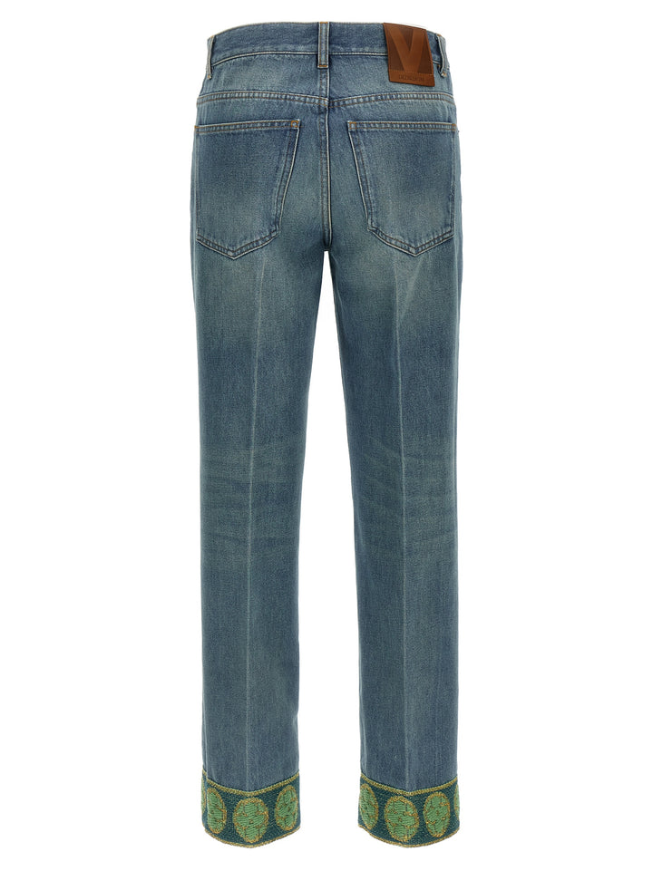 Valentino Garavani Valentino Garavani Jacquard Jeans - Blue | 176082cd462f2f98084f54002d6ae37fd92b4d41