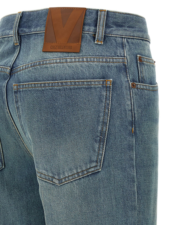 Valentino Garavani Valentino Garavani Jacquard Jeans - Blue | 4214bbdb91ce51c05c65f73df58a5b444c01c3cc