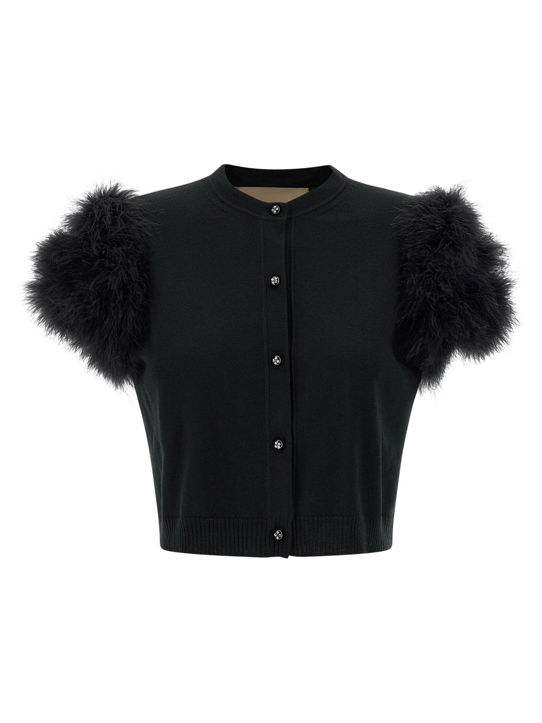 Valentino Garavani Valentino Garavani Feathered Knit Cardigan Sweaters and Cardigans - Black | bd959308b05e52ccc1b31171c35d5cf8c9525b0c